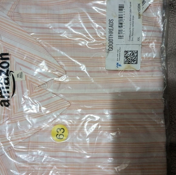 Goodthreads women's washed cotton striped poplin blouse - Picture 3 of 9